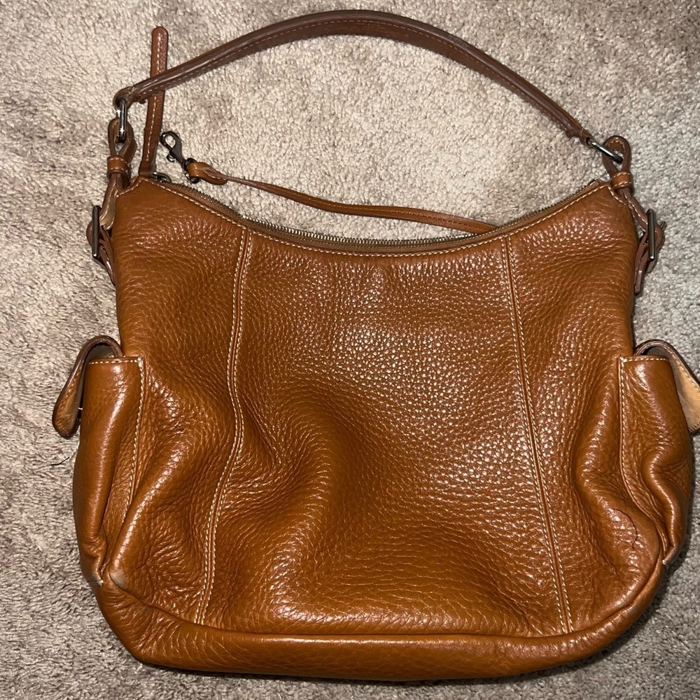 Dooney & Bourke Bag Shoulder Handbags Large Hobo Leather Brown Pink Interior - Picture 8 of 15